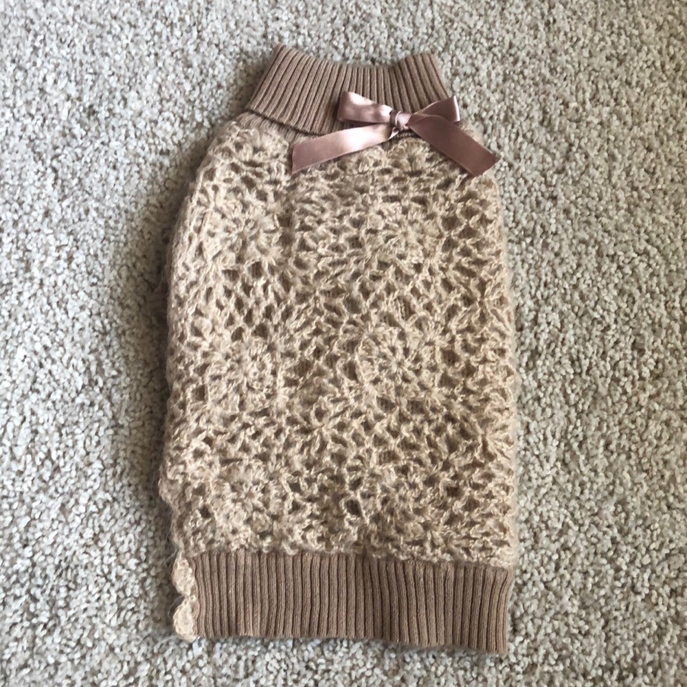 BROWN AND TAN DOG MOHAIR SWEATER